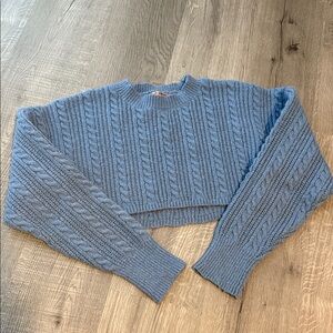 Bailey Rose Blue Cable Knit Cropped Sweater
